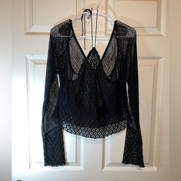 Free People Tops - Free People Black Lace Blouse
